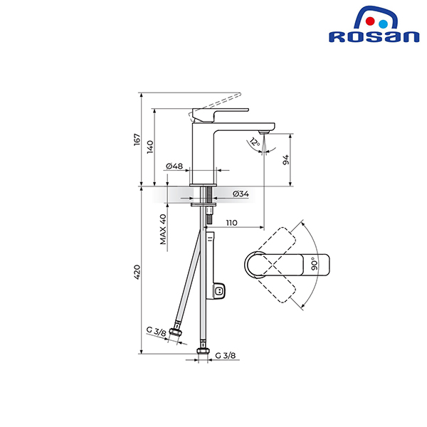 S2 gold baterija za lavabo 230101G