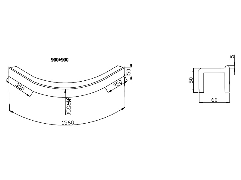Gredica polukružna R80,R90 bela